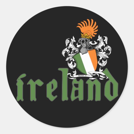 Rond Sticker Irlande Shield (Devant)
