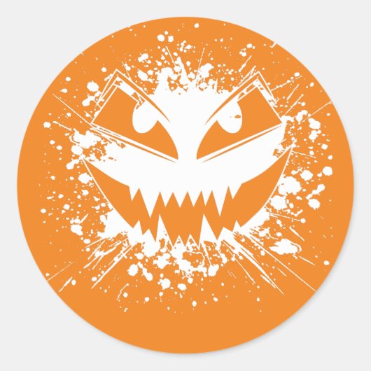 Rond Sticker Jack-O'Lantern éffrayant (Devant)