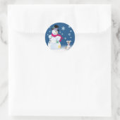 Rond Sticker Jack Russell Terrier et Snowman (Sac)