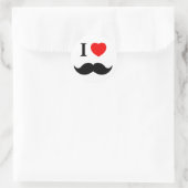 Rond sticker J'aime la moustache (Sac)