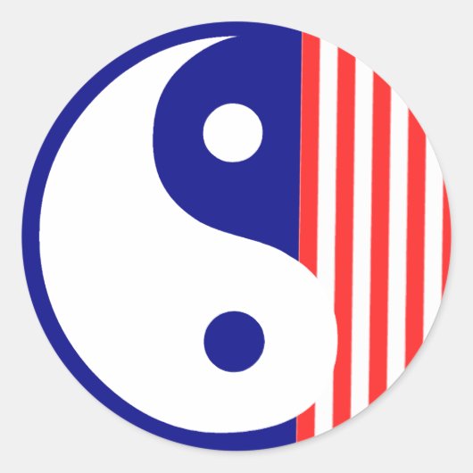 Rond Sticker jaune rouge blanc et bleu Yin Yang (Devant)