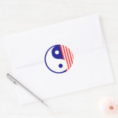 Rond Sticker jaune rouge blanc et bleu Yin Yang (Enveloppe)