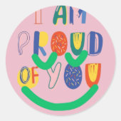 Rond Sticker je suis fier de vous textos (Devant)