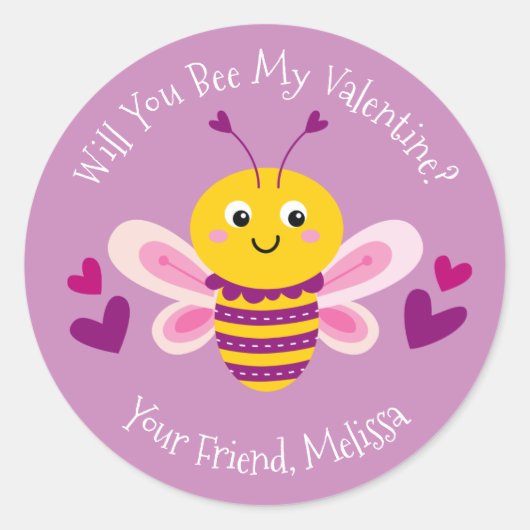Rond Sticker Jour de Valentines pour enfants mignons (Devant)
