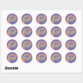 Rond Sticker joyeux anniversaire mauve menthe corail (Feuille)