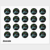 Rond Sticker Joyeux Fête Retro Snowflake (Feuille)