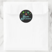 Rond Sticker Joyeux Fête Retro Snowflake (Sac)
