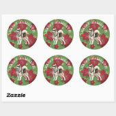 Rond Sticker Joyeux, Husky, Fleurs (Feuille)