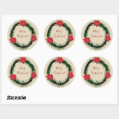 Rond Sticker Joyeux Noël (Feuille)