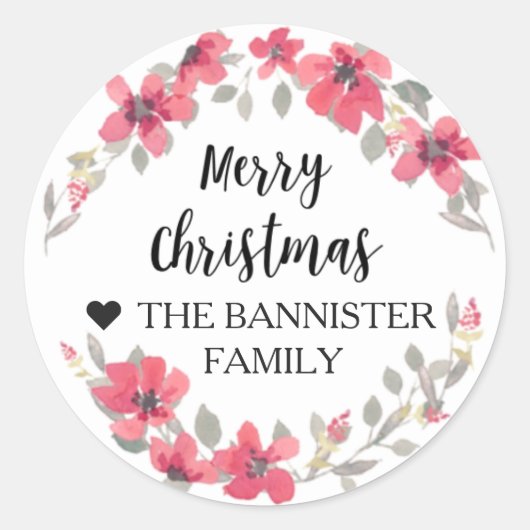 Rond Sticker Joyeux Noël - Berry Red xmas (Devant)