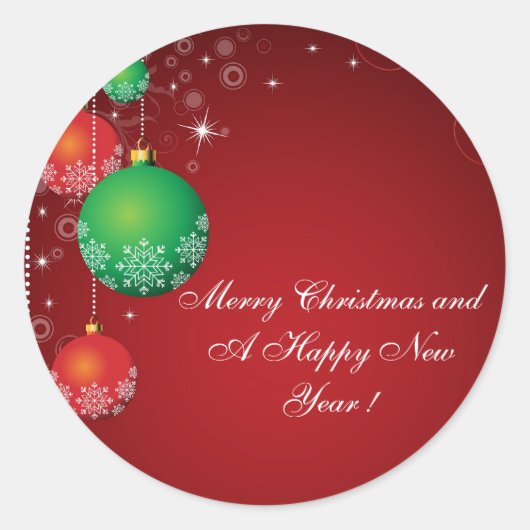 Rond Sticker " Joyeux Noël et une bonne année ! " (Devant)