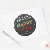 Rond Sticker Joyeux Vacances / Sticker Doux Laide (Enveloppe)