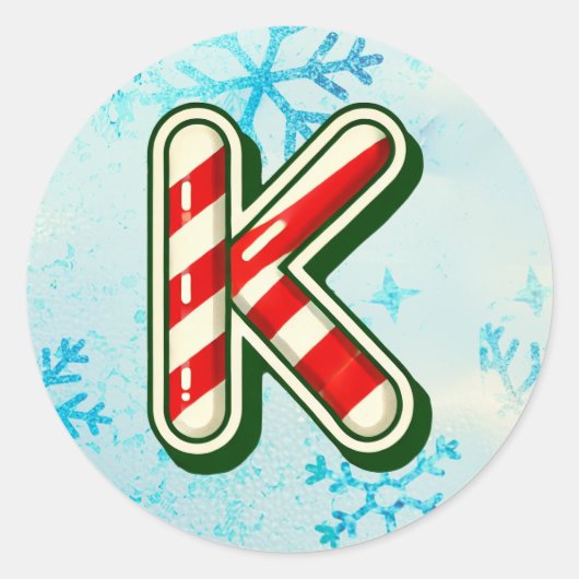 Rond Sticker "K" de Noël sucre de canne, Stripes festiv (Devant)
