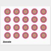 Rond Sticker Kaleidoscope Fractal Zigzag (Feuille)