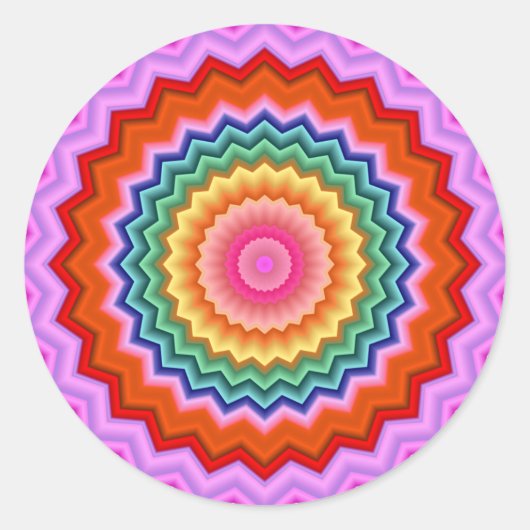 Rond Sticker Kaleidoscope Fractal Zigzag (Devant)