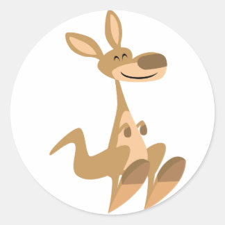 Rond Sticker Kangaroo Cartoon Joli
