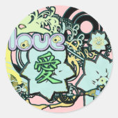 Rond Sticker Kanji pour l'amour (Devant)