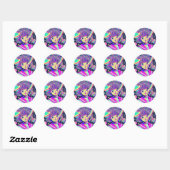 Rond Sticker Kawaii Anime Girl in Space (Feuille)