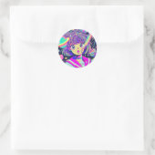 Rond Sticker Kawaii Anime Girl in Space (Sac)