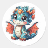 Rond Sticker Kawaii Chinese Knot Dragon (Devant)