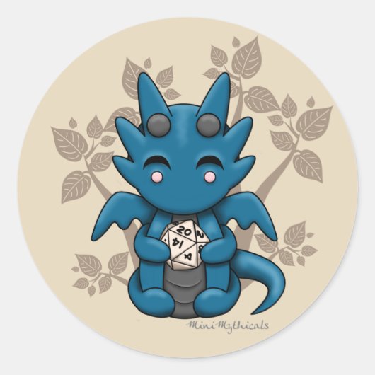 Rond Sticker Kawaii Dice Dragon (Devant)