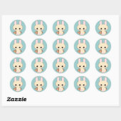 Rond Sticker Kawaii Kokeshi Bunny (Feuille)