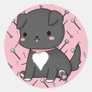 Rond Sticker Kawaii Lollipop Pup