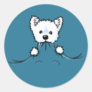 Rond Sticker KiniArt de l'agression mignonne Westie