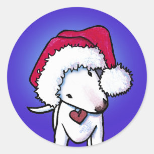 Rond Sticker KiniArt pour Noël Bull Terrier