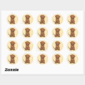 Rond Sticker Labrador pour chien caricaturé mignon (Feuille)