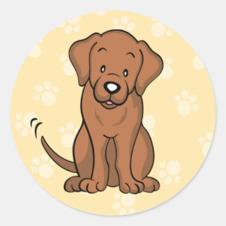 Rond Sticker Labrador pour chien caricaturé mignon