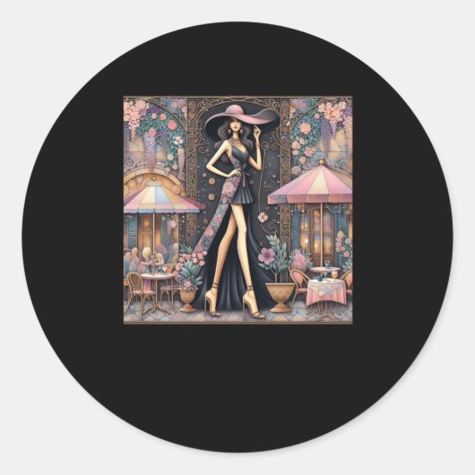 Rond Sticker Lady Art # 4 (Devant)