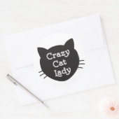 Rond Sticker Lady Crazy Cat (Enveloppe)