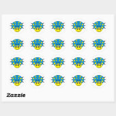 Rond Sticker Ladybug bleu et jaune (Feuille)