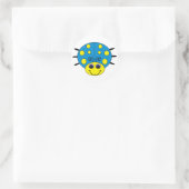 Rond Sticker Ladybug bleu et jaune (Sac)