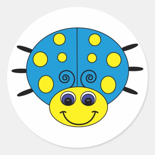Rond Sticker Ladybug bleu et jaune (Devant)