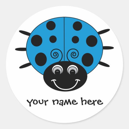 Rond Sticker Ladybug bleu personnalisé (Devant)