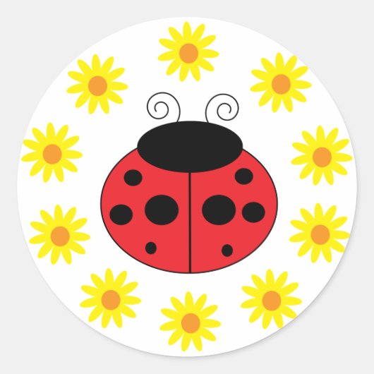 Rond Sticker Ladybug et Daisies (Devant)