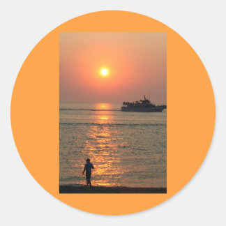Rond Sticker Land And Sea Sunset