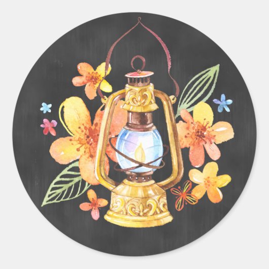 Rond Sticker lanterne en tableau noir (Devant)