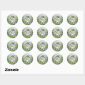 Rond Sticker lapin de Pâques mignon (Feuille)