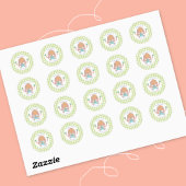 Rond Sticker lapin de Pâques mignon