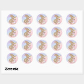 Rond Sticker lapin et panier de Pâques (Feuille)