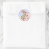 Rond Sticker lapin et panier de Pâques (Sac)
