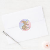 Rond Sticker lapin et panier de Pâques (Enveloppe)