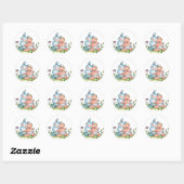Rond Sticker lapin lapin bébé (Feuille)