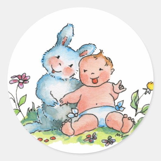 Rond Sticker lapin lapin bébé (Devant)