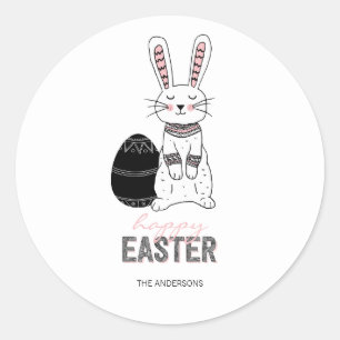 Rond Sticker lapin lapin de Pâques folle