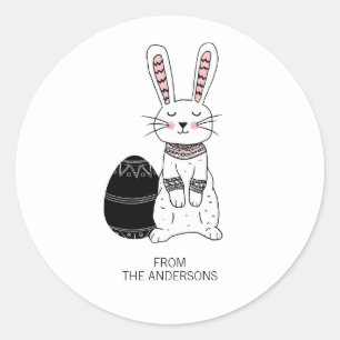 Rond Sticker lapin lapin de Pâques folle