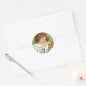 Rond Sticker lapin vintage de Pâques (Enveloppe)